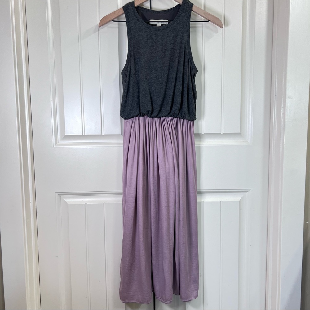 Loft Womens Twofer Tank Midi Dress in Gray/Pink, Size XS